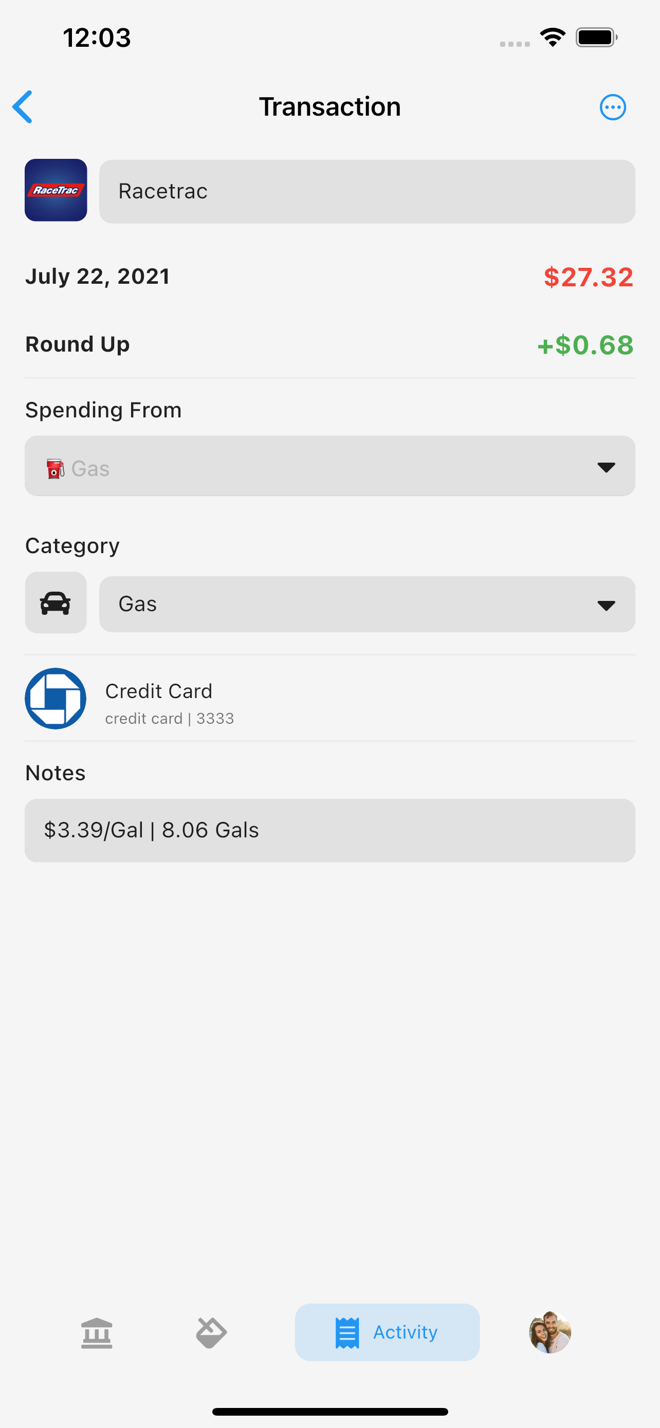 Creating an expense from a transaction in Beacon Budget